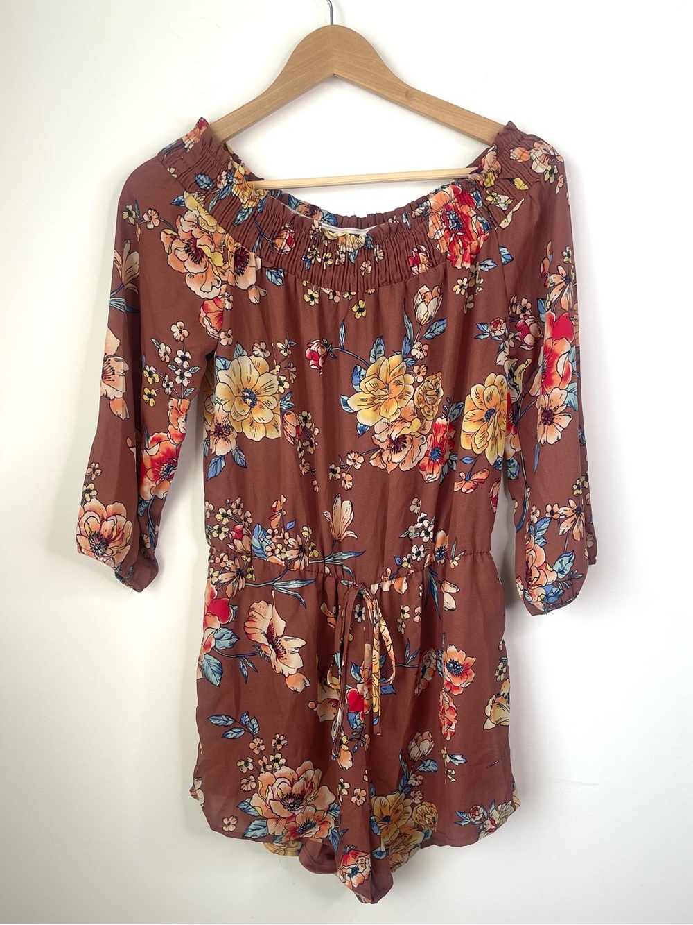 Active USA Brown Floral Jumpsuit size medium